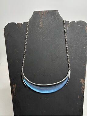 ALEXIS BITTAR Blue Lucite Crescent Pendant Necklace $245 Retail